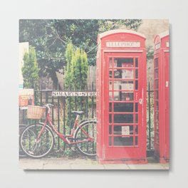 A red bicycle & telephone boxes print Metal Print | Bicyclephotograph, Color, Englandphotograph, Streetphotography, Cambridgeprint, Cambridgeuniversity, Redtelephonebox, Photo, Englishprint, Reddecor 