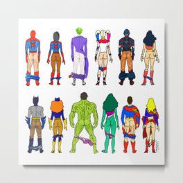 Superhero Butts - Power Couple Metal Print