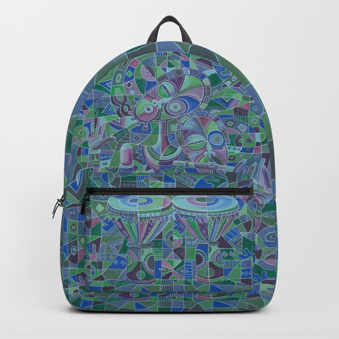 Drummer and the Flutist V music painting Backpack