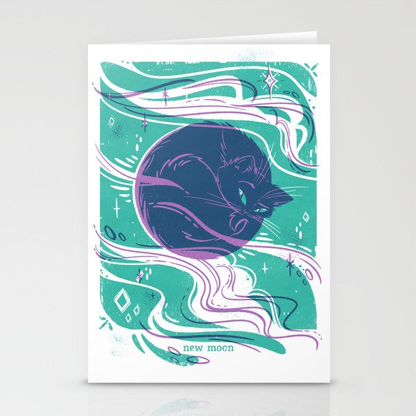 Lunar Meow: New Moon Stationery Cards