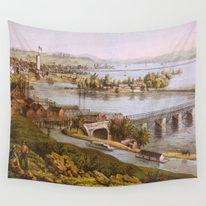Vintage Aqueduct of Georgetown Map (1865) Wall Tapestry