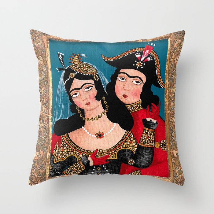 Qajar Dynasty Throw Pillow