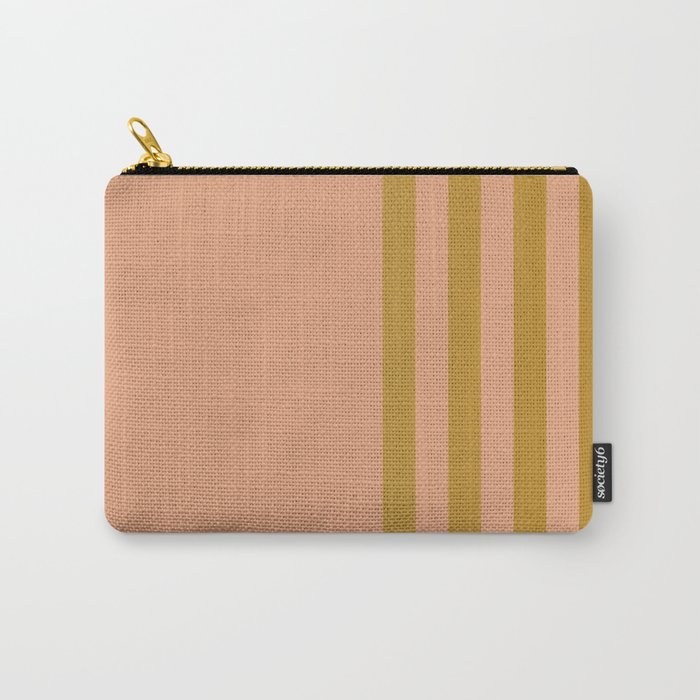 Peach Orange and Gold Stripes Split in Vertical Halves Carry-All Pouch