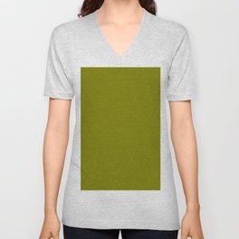 Olive Solid Color Popular Hues Patternless Shades of Olive Collection Hex #808000 V Neck T Shirt