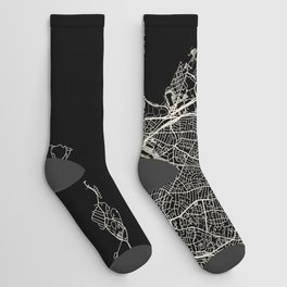 USA Boston - City Map - Black and White Socks