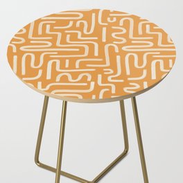 Abstract Brush Strokes Maze on Orange Butterscotch Side Table