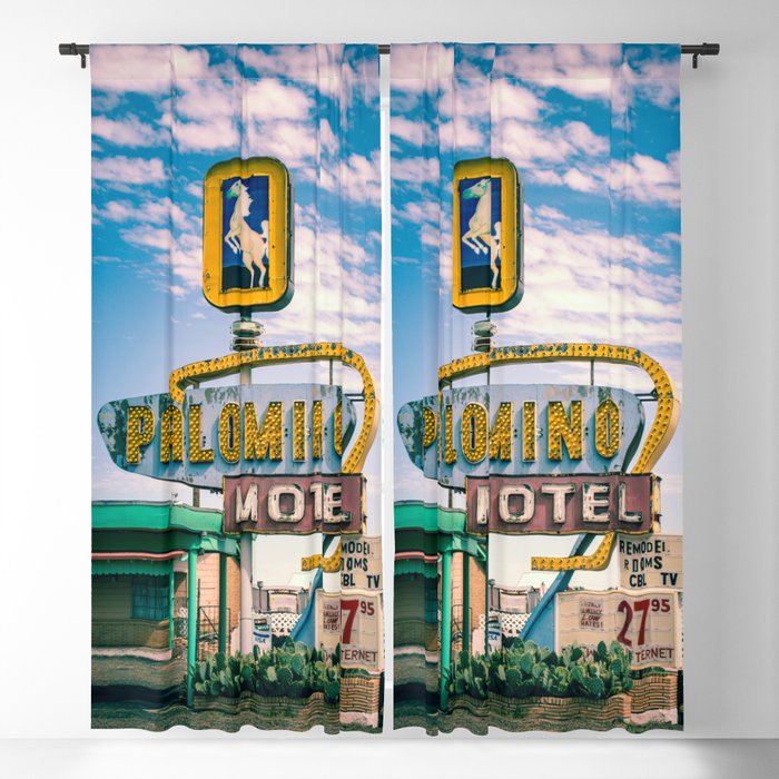 Vintage Palomino Motel Neon Sign in Tucumcari Blackout Curtain