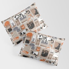 Purfect feline architecture // beige background cute cats in cardboard boxes Pillow Sham