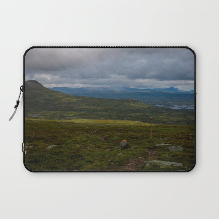 Kungsleden trail descending to a magnificent valley Laptop Sleeve