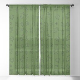 Green and Black Gems Pattern Sheer Curtain
