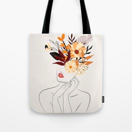 Modern Abstract Female Line Art Tote Bag