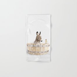Baby Donkey in a Wooden Bathtub, Donkey Taking a Bath, Bathtub Animal Art Print By Synplus Hand & Bath Towel