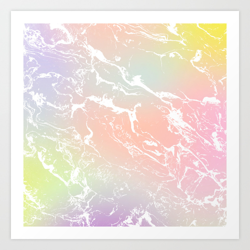 Rainbow Unicorn Yellow Pink Purple Ombre Soft Pastels Marble