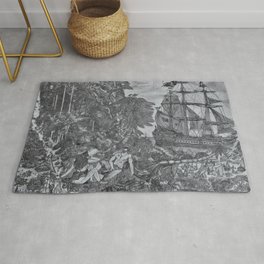 Pirate fine art drawing print Haven  Rug