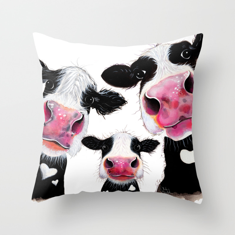 Cow Print Animal Print The Nosey Family By Shirley Macarthur Throw Pillow By Shirleymac Society6