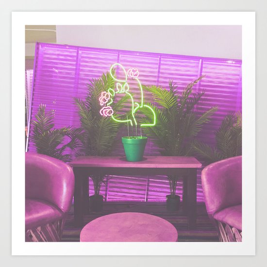 Neon Cactus Art Print