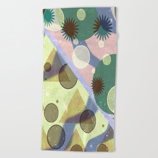 Geometric Suns and Pyramids Beach Towel