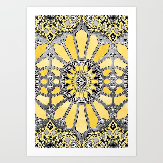 Sunny Yellow Radiant Watercolor Pattern Art Print