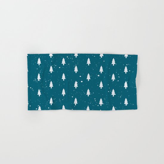 Christmas Trees Pattern Teal Hand & Bath Towel