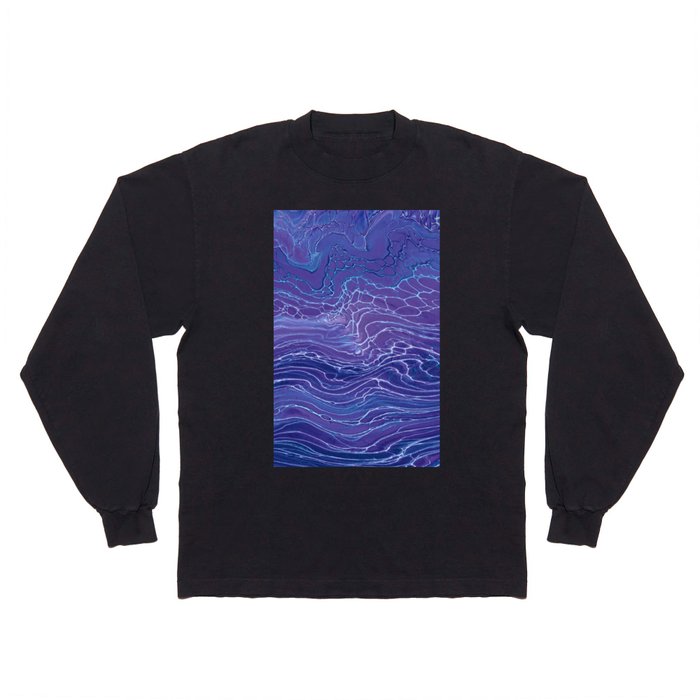 Lavender Blue Lace Marble Acrylic Abstraction Long Sleeve T Shirt