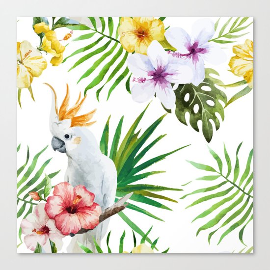 Tropical Bird Pattern 03 Canvas Print