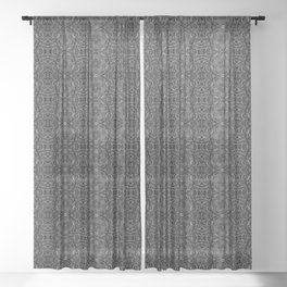 Liquid Light Series 23 ~ Grey Abstract Fractal Pattern Sheer Curtain