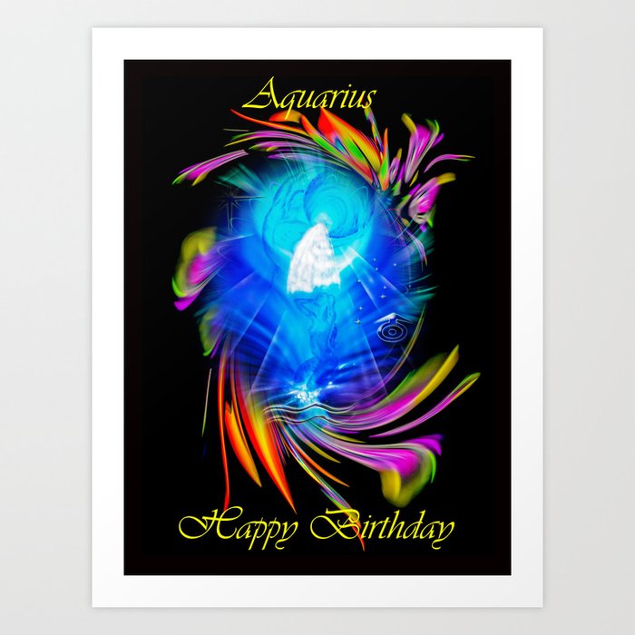 Zodiac sign Aquarius Happy Birthday Art Print