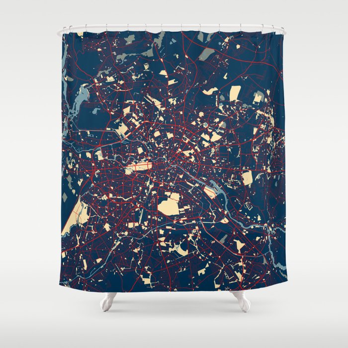 Berlin City Map of Germany - Hope Shower Curtain