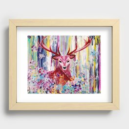 A Deer in Flower Dream Forest Recessed Framed Print