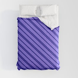 [ Thumbnail: Dark Blue & Medium Slate Blue Colored Lines/Stripes Pattern Comforter ]