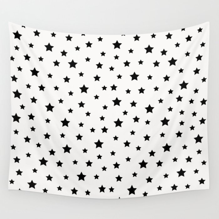 Star Pattern - Black & White Wall Tapestry