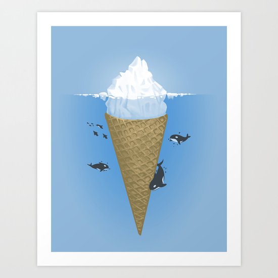 Hidden part of icebergs Art Print