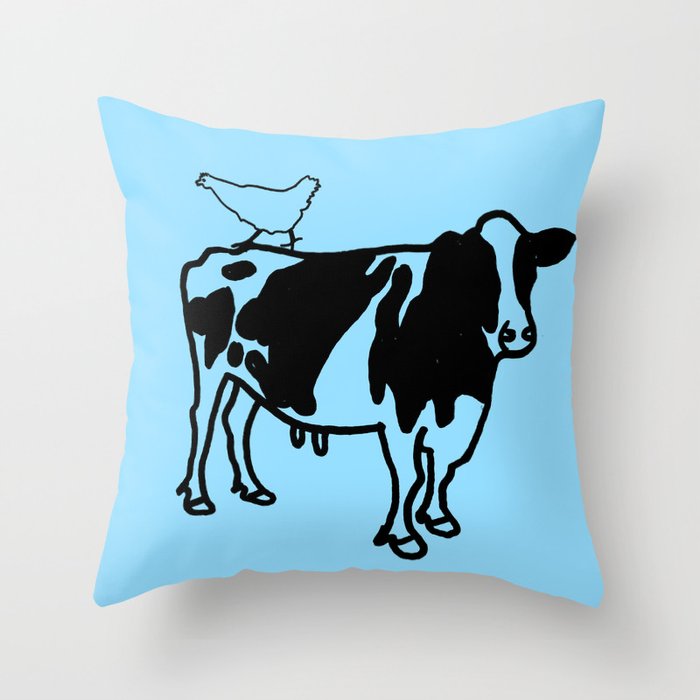 Cow and Chicken Throw Pillow
