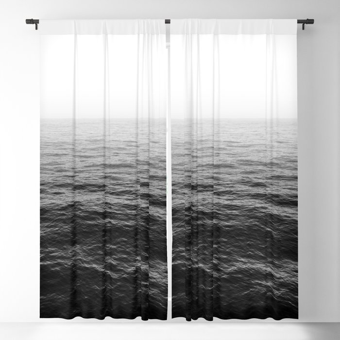 ocean horizon black and white landscape photography Blackout Curtain