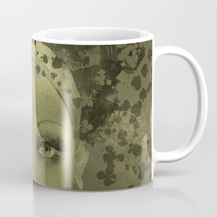 Abstract  Female Face with  card suits Coffee Mug