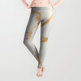 Gray and gold faux marble Leggings