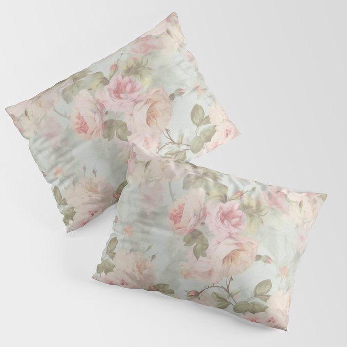 Blossoms of Tranquil Serenity: Cottage Garden Rose Artistry Pillow Sham