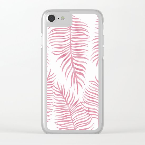 Fern Pattern Pink Clear iPhone Case