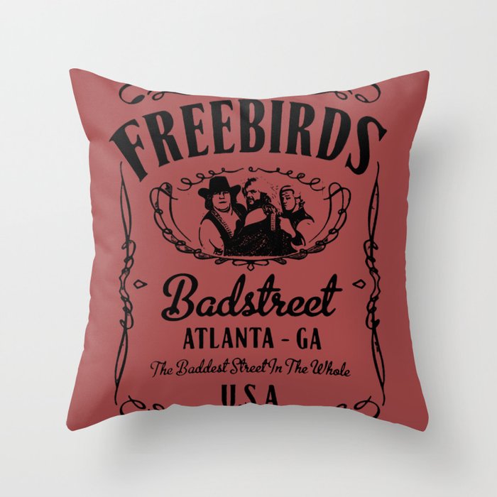 Fabulous Freebirds - J.D. Whiskey tribute in Black and White Throw Pillow
