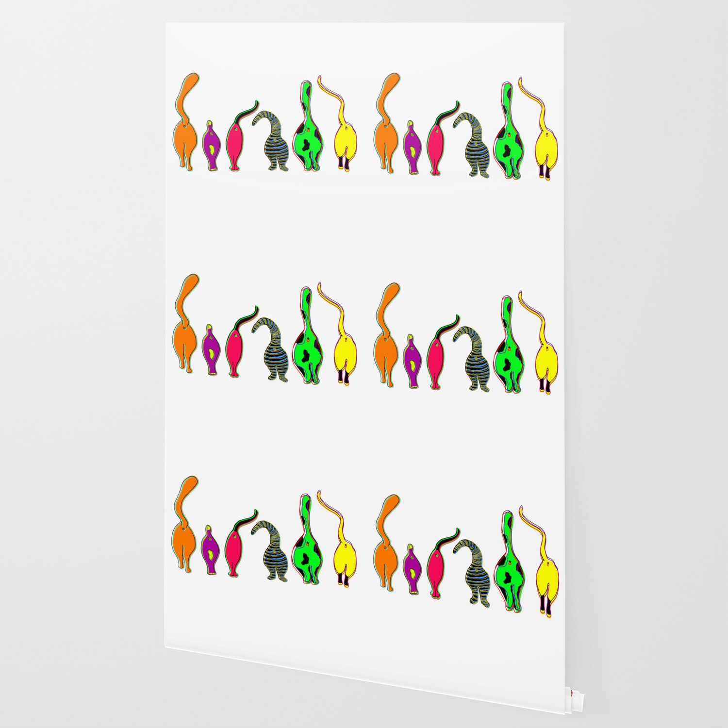 Colorful Cat Butts Wallpaper By Ajoymoon Society6,Japan Dragon Drawing Easy
