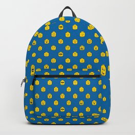Brick People Faces in Yellow on Blue Backpack | Buildingblocks, Figure, Face, Boys, Funny, Block, Brick, Head, Play, Christmasgift 