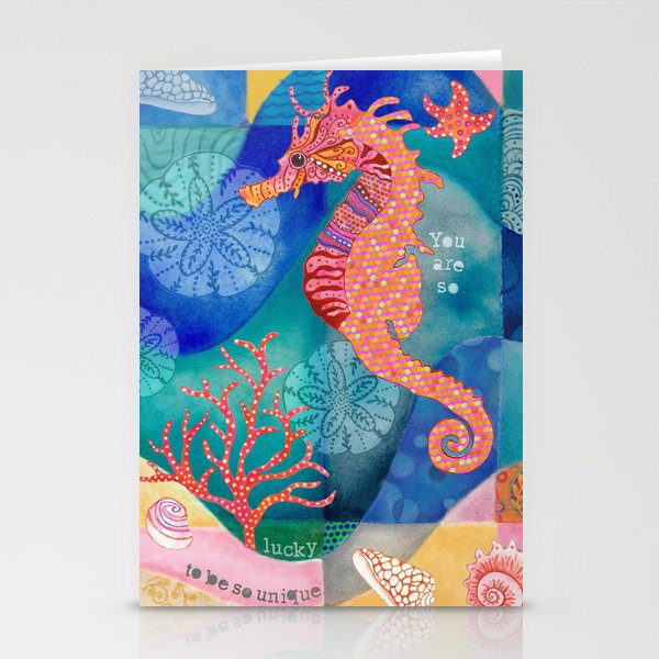 Seahorse collage Stationery Cards