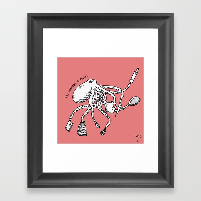 Cute kitchen monsters - the Kitchenware Octopus Framed Art Print