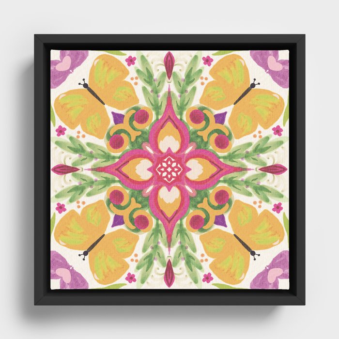 Floral mandala Framed Canvas