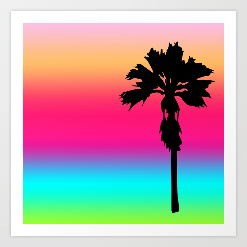 Sunset With Palm Tree Painting Art Print By Ejaggerart Society6