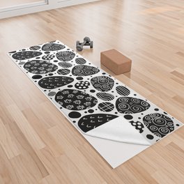 Sea stones or abstract ornament? Black and white graphics, pattern Yoga Towel