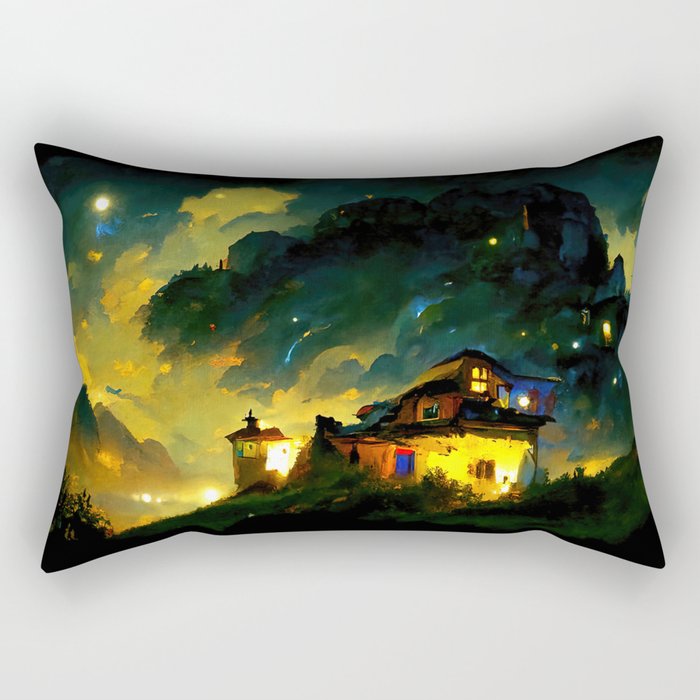 A fairy landscape, a magical night Rectangular Pillow