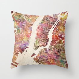 new york map Throw Pillow