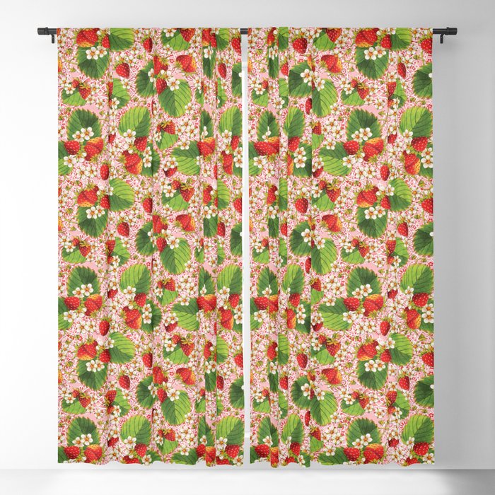 Pink Paisley Strawberries Blackout Curtain