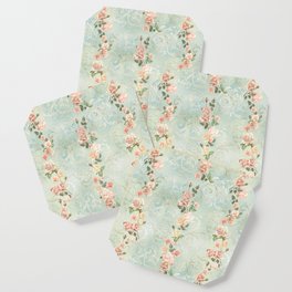 seamless, pattern, with delicate roses and monograms, shabby chic, retro. Coaster